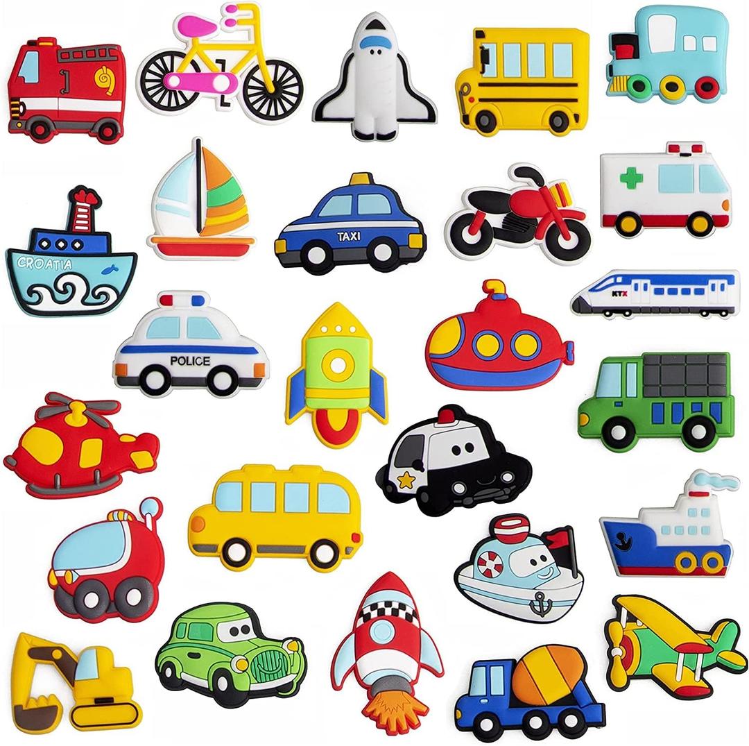 WISESTAR 26PCS Transports Rubber Fridge Magnets for Kids- Aircraft, Boat, Vehicle, Car Refrigerator Magnet for Whiteboard - Educational Toy Tool School Prize Birthday Gift- Kids Over 3 Years