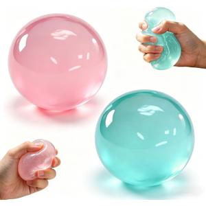 Coconut Oil Squishy, Slow Rising Stress Relief Squeeze, Soft Non-Sticky Sensory Fidget for Relaxation, Easy to Clean, Portable Gift for Adults (Blue+Pink)