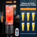 WILON 3L LED Beverage Dispenser, Black Drink Dispenser for Parties with Ice Tube and LED Light, Beverage Container for Beer Juice Tea Soda, Drink Fountains for Parties (Water Cup not Included) (EXP 12/31/36)