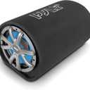 Pyle 8-Inch Carpeted Subwoofer Tube Speaker - 400 Watt High Powered Car Audio Sound Component Speaker Enclosure System w/ 2 Aluminum Voice Coil, 4 Ohm, 30Hz-700kHz Frequency - Pyle PLTB8,Black