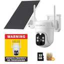 CHIBHOA 4G LTE Solar Security Camera - No WiFi Cellular Outdoor Camera with 2K Color Night Vision, PIR Motion Detection, 2-Way Audio, Siren Alarm, 360° Live View, SIM Card & 32GB SD Card Included
