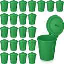 Zubebe 24 Pcs Green Mini Trash Can Mini Toy Garbage Can Small Desktop Storage Bin with Lids for Trash Party Favor Garbage Truck Birthday Decoration Party Supplies Home School Classroom