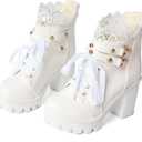 FOREADA Chunky Boots For Women Platform Booties Goth White Combat Boot Buckle Rivets Rave Bootie Shoes High Heel Lolita Shoes
(9.5)