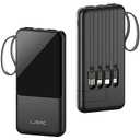 Portable Charger with Built in Cables,10000mAh Slim USB C Power Bank,5 Output 3 Input LED Display High Speed External Battery Pack Travel Phone Charger for iPhone Samsung Pixel LG Moto iPad,Black