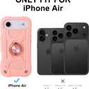 MARKILL Compatible with iPhone Air Case 6.5 Inch 2025 with 360 Degree Rotate Ring Stand, Military Grade Drop Protection Full Body Rugged Protective Case Kids Pink