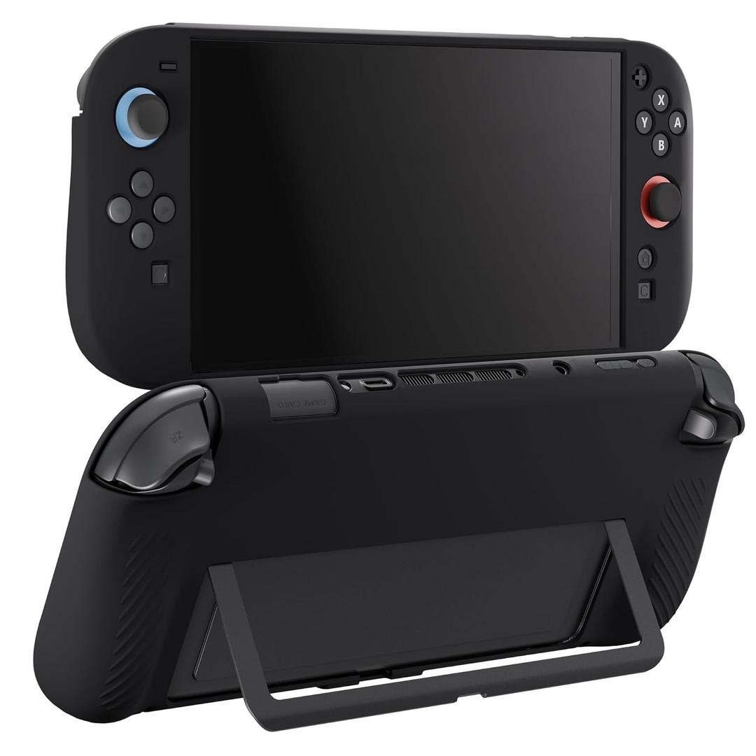 DaierTek Silicone Case for Switch 2(2025) Black Soft Rubber Cover Protector Anti-Scratch Grip Design for Switch2 and Joy-con Anti-Scratch Anti-Slip