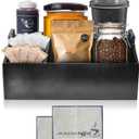 Coffee Bar Station Organizer for Counter, Wood Coffee and Tea Condiment Storage Organizer, Rustic Coffee Bar Decor for Coffee Accessories Organizer