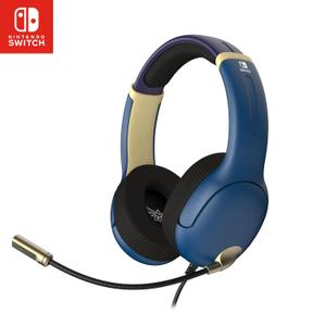 PDP Gaming AIRLITE Wired Stereo Headset with Noise-Cancelling Mic for Nintendo Switch/Switch Lite/Switch OLED (Legend of Zelda Hyrule Blue) (Blue and Gold)
