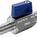 Beduan 1/2” Hose ID Barb Ball Valve 304 Stainless Steel Mini Shut Off Valve for Water Gas Fuel Drip Irrigation and Aquariums(Pack of 2) 5 Boxes
