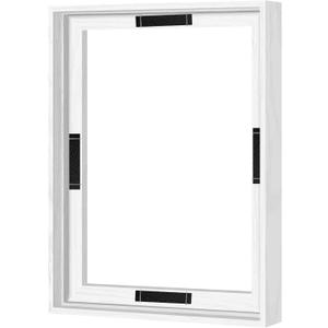Abtgt 11x14 Canvas Floating Frame with 0.9" Deep, White Floater Frame for Canvas Paintings with Adhesive, Vertical or Horizontal Wall Art frame for Prints Oil Painting Diamond Decor, 1 Pack.