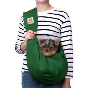 Tomkas Small Dog Cat Sling Carrier Puppy Purse Travel Wrap Soft Crossbody Pet Bag (Emerald Green, M - Zip Pocket & Adjust Strap)