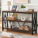 HOMISSUE Sofa Console Table, Rustic Console Table with 3-Tier Storage, Engineered Wood Sofa Tables with Open Shelves, Heavy Duty Entryway Tables for Living Room, Hallway (47 Inch, Rustic Brown)