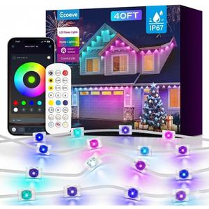 Permanent Outdoor Lights for House, 50ft Christmas RGB+IC Lights | 16 Million Colors & 50 Scene Modes, App/Remote Control, DIY Music Sync, Holiday Party Halloween Decor