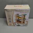 Joyreal Montessori Toddler Toys for 1 2 Year Old - 4 Level All-Wooden Car Ramp Racer Toys with 4 Mini Cars & Garages - Christmas Birthday Gifts for 1-3 Year Old Boys and Girls