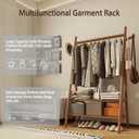 Solid Wood Clothes Rack with 2 Shelves & Hooks, Freestanding Garment Rack & Coat Rack Load 350 Lbs for Hanging Clothes & Organizer, Simple and Practical for Entryway Bedroom Living Room 39.5W WALNUT
