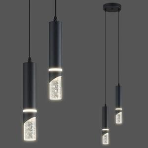 Modern Dimmable Led Pendant Lights Kitchen Island, Ideal for Living Room, Bedroom,Sink 12w LED Crystal Energy-Saving Hanging Lamp for Cozy Lighting (Black 2 Light)