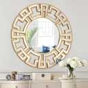 Chende Gold Mirror with Wooden Frame, 36'' Round Mirror for Wall Decorative, Large Wall Mirror for Living Room, Entryway, Fireplace
