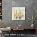 arttitue Sailboat Canvas Ocean Wall Art: Sailing Boats Painting Picture Hand Painted Nautical Seascape Print Decor Sea Artwork for Bedroom Living Room Sailboat, 24"L x 24"W