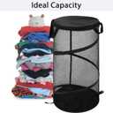 BATTOO Collapsible Laundry Basket with Lid Foldable Mesh Pop Up Hamper with Handles for Laundry Room, Bathroom, Kids Room, College Dorm, Travel, Storage Organizer Black