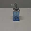 10Oz Blue Glass Soap Dispenser with Silver Pump,Lead-Free Thick-Cut Glass,Countertop Soap Dispensers for Bathroom & Kitchen,Square