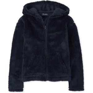 The Children's Place girls Sherpa Zip Up Hoodie (X-Large, Tidal)