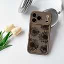 NITITOP Compatible for iPhone 17 Pro Max Case Cute Sunflower Floral Design for Women Girls Flower Artistic Soft TPU Shockproof Protective Full Camera Protection Cover - Brown