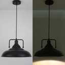 Black Pendant Light 15.7 Inch 1-Light,Large Pendant Lights for Kitchen Island,Industrial Farmhouse Pendant Light for Dinning Room Hallway Barn
