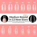 modelones X Nail Gel Kit Kit Medium Oval, 9-in-One Nail Glue with Portable U V Lamp 216Pcs 12Sizes Pre-Etched Round Press ons Fake Acrylic Extension Kit DIY Salon Gift for Women