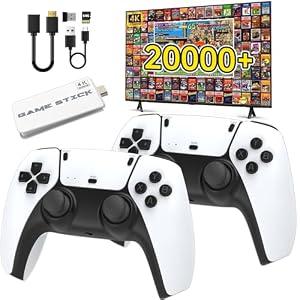 Retro Game Console, Built-in 23 Emulators with 20, 000+ Games, 4k Hdmi Output Game Stick, TV-Connectable Stick, Plug and Retro Play Video Games for Tv.White64GB