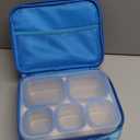 TIME4DEALS Bento Box Stainless Steel Lunch Box Set with for Lunch Bag Kids Adult 5-Compartment Leakproof Insulated Lunch Containers with Utensils for School Works, Metal Lunchbox Tray BPA-Free (Blue)