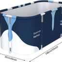 55" Extra Large Portable Foldable Bathtub Soaking Bathing Tub with Metal Frame for Adult Bathroom Folding SPA Tub for Shower Stall, Separate Family Bathroom SPA Tub for Hot Ice Bath