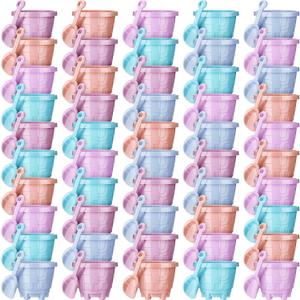 Sosation 60 Pcs Sand Buckets Bulk Easter Sand Buckets and Shovels 5.5 Inch Plastic Beach Pails Toys for Adults Gift Party Favor