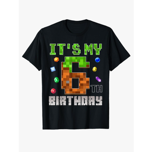 Birthday Boy Shirt It's My 6th Birthday Video Game Pixel T-Shirt Size XS