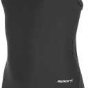 Sporti Thin Strap Girls' Athletic One-Piece Swimsuit  Multi Color Competitive Bathing Suit Swimwear for Youth Swimmers (26, Solid Black)