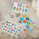 Melissa & Doug Classic Wooden Peg Puzzles (Set of 3) - Numbers, Alphabet, and Colors