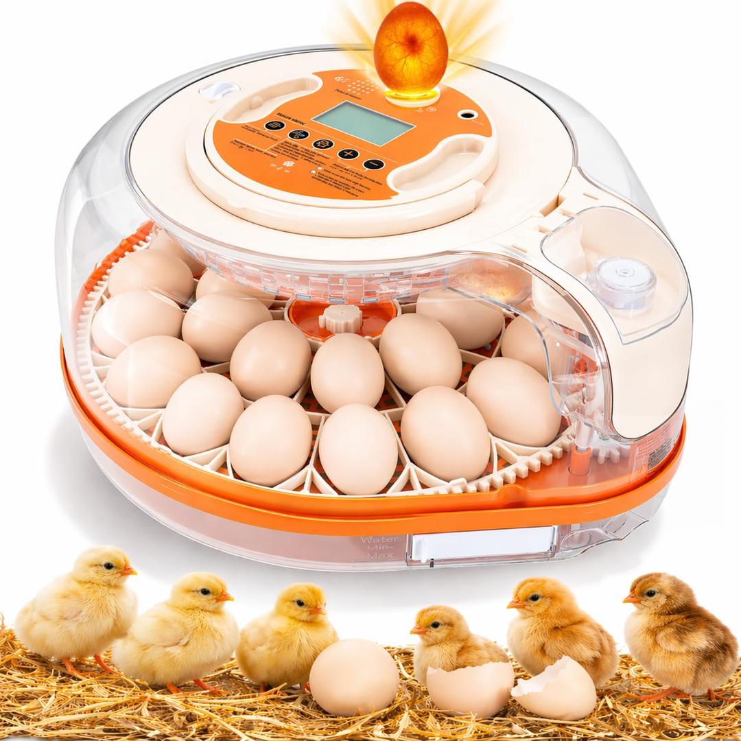 Smart Chicken Egg Incubator with Voice Control, 26 Chicken/59 Bird Incubators for Hatching Eggs, Automatic Egg Turner with Thermometer Seat and Humidity Control, Built-in Water Reservoir