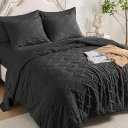 Swandream Queen Bedding Comforter Set- Luxury Spandex Jacquard 7 Pieces Bed in a Bag, Lightweight Comforter with 1 Fitted Sheet, 1 Flat Sheet, 2 Pillowshams & 2 Pillowcases, Dark Grey