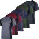 Real Essentials 5 Pack: Mens V-Neck Dry-Fit Moisture Wicking Active Athletic Tech Performance T-Shirt (XX-Large)