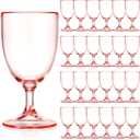 24 Packs Pink Plastic Wine Glasses 6.5 oz Plastic Goblets Elegant Style Tall Drinking Cups Set Reusable Champagne Cups for Wedding Reception Women Party Bar Supplies