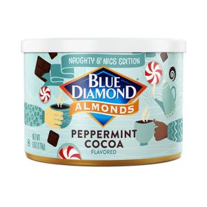 Blue Diamond Almonds, Peppermint Cocoa Holiday Snack Nuts, 6 Oz(Pack of 1),Resealable Can (EXP 05/06/26)