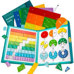 Magnetic Fraction Educational Puzzle Fraction Tiles and Circles, Equip Magnetic Score Disk Demonstrator,Math Manipulatives Enhance Early Primary School Students Mathematical Skills (Green)