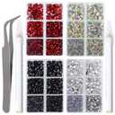 LPBeads 10000pcs Hotfix Rhinestones Flatback Glass Crystal Clear Red AB Crystal and Black Rhinestone with Tweezers and Picking Pen for Crafts Clothes Nail Art (4 Colors and 5 Sizes Each Color 1)