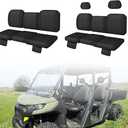 Defender Max Seat Cover with Storage Pockets - Waterproof PU Coatin Compatible with Can Am Defender Max HD8 HD9 HD10 All Models, UTV Seat Covers, Defender Accessories