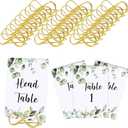 Marspark 26 Pieces Wedding Table Numbers with 26 Gold Table Holders Greenery Eucalyptus Wedding Reception Number Cards with Head Gold Seating Label for Anniversary Birthday Bridal Party