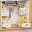 2 Pack Under Sink Organizer, Adjustable Height Under Sink Organizers and Storage, Smooth & Silent Sliding Out Metal Drawer for Kitchen Bathroom Pantry Cabinet Closet (White)