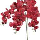PATIKIL Artificial Orchid Stems 41", 3 Pack 9 Heads Faux Phalaenopsis Flowers Real Touch Fake Orchid Flower Branch for Vase Home Wedding Decoration, Burgundy