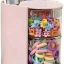 Azurphoric Hair Accessories Organizer with Hair Brush Holder, Rotatable Makeup Brush Holder for Necklaces, Earring, Bracelet, Ring, Makeup Brushes, Hair Clip and Hair Accessories (Pink, 3-Layer) Top Is Broken Pink