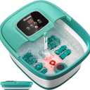 HOSPAN Collapsible Foot Spa with Heat, Bubble, Red Light, and Temperature Control, Foot Bath Massager with 8 Shiatsu Massage Rollers, Pedicure Foot Spa for Relaxation - FS01A (Sky Blue)