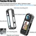 Camera Case Cage for Insta360 X5 Accessories, Aluminum Alloy Quick Release Protective Case for Insta 360 X5 with Silicone Lens Cover, Built-in Cold Shoe Mount & 1/4" Threads Utility Frame