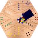 Wahoo Wooden Marble Game Board Set - Large 24" Wide - Solid Oak Wood - Double-Sided - with Large 22mm Marbles and Dice Included